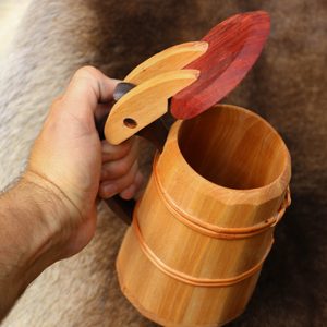 WOODEN TANKARD with lid