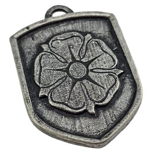 Rose of Rosenberg, medieval coat of arms in shield, zinc