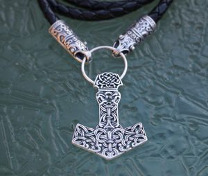 MJÖLNIR - Collier, bolo en cuir, argent, 16g