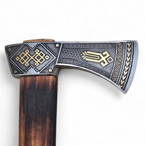 Hache de berger dorée, motifs ukrainiens, Transcarpatie