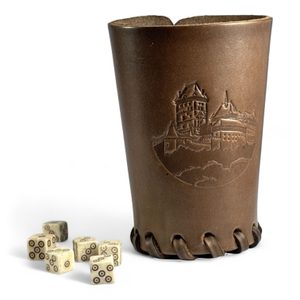 Leather cup for dice brown