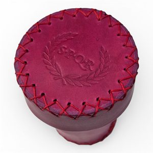 Römischer Würfelbecher aus Leder, SPQR rot