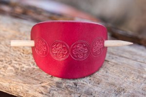 PRAGA, leather Hair Clip, red