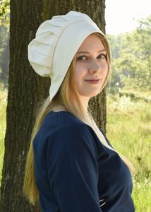 Medieval Bavarian Women's Pleated Cotton Cap