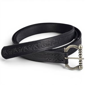 Black, decorated medieval leather belt