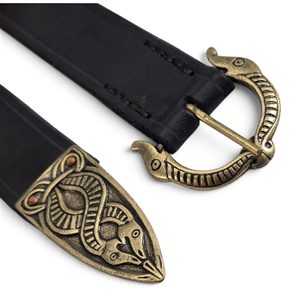Vikinger-Gürtel aus Leder, Bestie Borre, schwarz