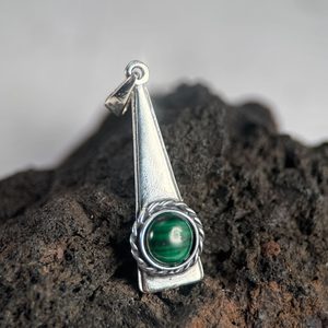 TRIANGLE - Malachite, pendant, silver