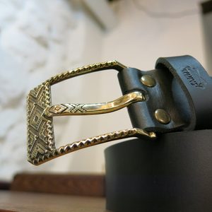 BAYUROK, belt buckle, brass - rectangular