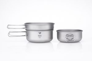 TI6053 3-PIECE TITANIUM POT AND PAN COOK SET - TITANIUM EQUIPMENT{% if kategorie.adresa_nazvy[0] != zbozi.kategorie.nazev %} - BUSHCRAFT{% endif %}