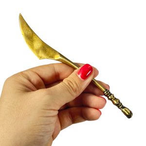 Medieval knife with virgin, brass
