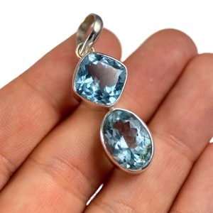 KRYPTONITE, luxury silver pendant, blue topaz, Ag 925/1000