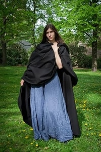 BLACK COAT WITH HOOD - light
