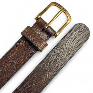 Tree bark, leather belt, brown
