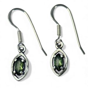 Moldavite, Boucles d'oreilles en argent Ag 925/1000