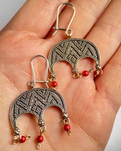 LUDMILA, earrings, bronze, red