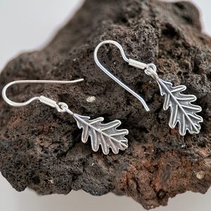 Feuilles de chêne, boucles d'oreilles en argent, Ag 925