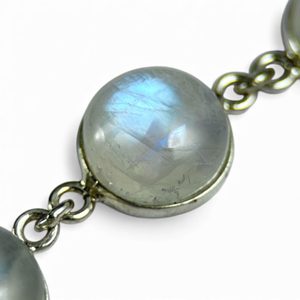 Rainbow moonstone, silver bracelet Ag 925/1000