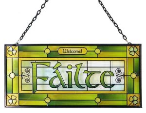 Fáilte, Irish sign Welcome, glass