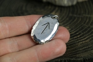 TEIWAZ, Rune, sterling silver pendant