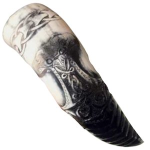 Mjöllnir, decorated Viking horn