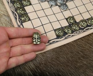 HNEFATAFL or Tafl, Viking Board Game - leather case and stones