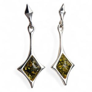 JASNA, boucles d'oreilles en ambre, vert, argent