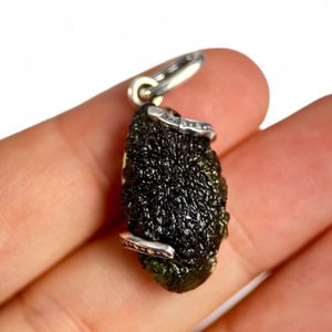 SABINA, Moldavite, pendentif, argent 925/1000