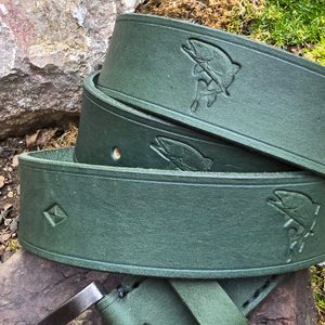 PIKE, leather fishing belt, decorated