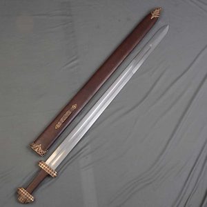 Viking sword, type D with leather scabbard