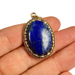 LAPIS LAZULI, large, bronze, pendant