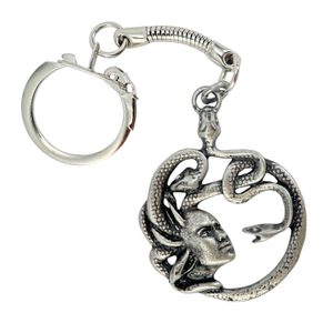 Medusa keyring, zinc antique silver