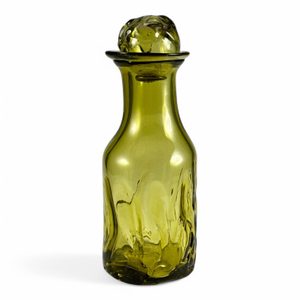 Whiskey decanter, forest green glass