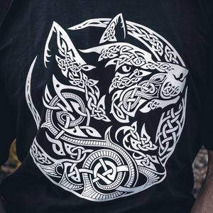 FENRIR, VIKING WOLF, men's T-shirt B&W