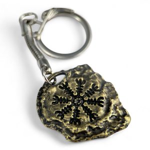 Aegishjálmur, keychain - Rune Circle Island, zinc antique brass