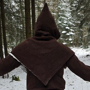 Viking hood, lined, wool and linen, Norway