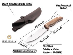 GTK1 – Gutting Knife with Leather Sheath