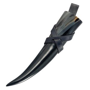 Support en cuir pour corne à boire, universel - noir