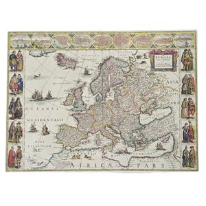 Historische Karte Europa recens descripta, Guilielmo Blaeuw, handgeschöpftes Papier