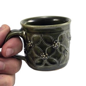 TASSE À EXPRESSO VERTE PLUS GRANDE AVEC SOUCOUPE