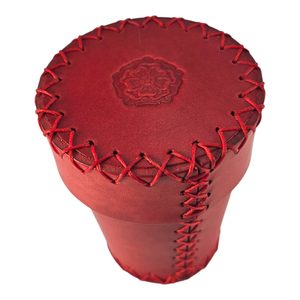 Leather cup for dice with lid - medieval rose