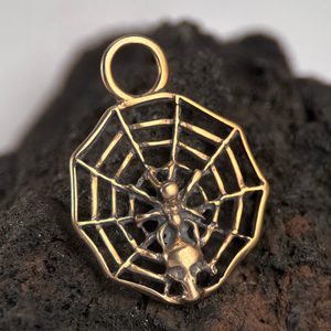 Spider in a net, pendant, bronze