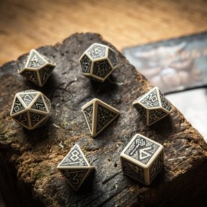 Dwarven Beige and black, Dwarven RPG dice set