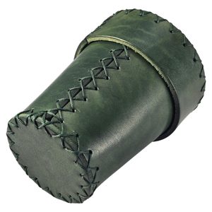 Leather cup for dice with lid - green for fishermen