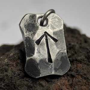 TIWAZ, forged iron rune pendant