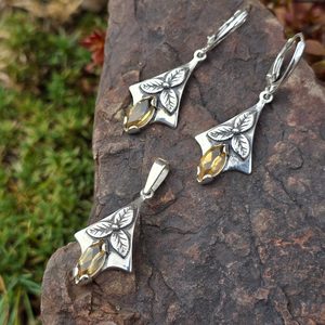 SHAMROCK, pendant, silver 925 and citrine