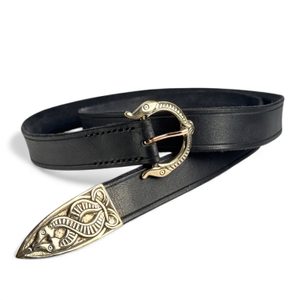VIKING BELT, Borre Beast, leather bronze Black