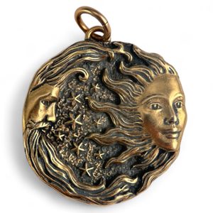 SUN and MOON, pendant, bronze