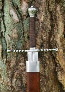 Medieval one-and-a-half-handed sword with a scabbard, blunted