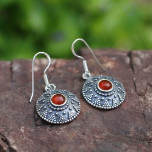 ISOLDA, hessonite, silver earrings