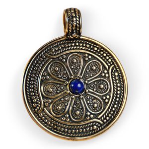 VESNA, Slavic pendant, Moravia Magna Empire, bronze Lapis Lazuli